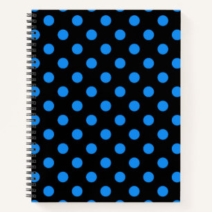 Black Background Blue Polka Dots Notizblock