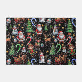Black Background Christmas Decorative Pattern Fußmatte (Vorderseite)