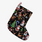 Black Background Christmas Decorative Pattern Großer Weihnachtsstrumpf (Vorderansicht (hängend))