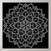 Black Background Large Coloring Mandala Poster (Vorne)