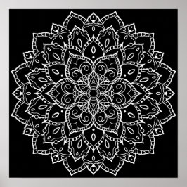Black Background Large Coloring Mandala Poster