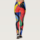 Black Background Primary Color Abstract Pattern Leggings (Rückseite)