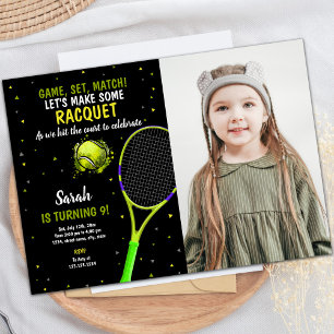 Black Background Tennis Einladung zum Geburtstag
