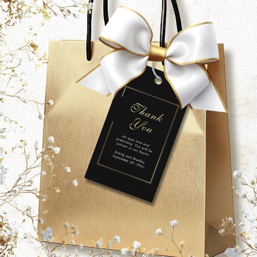 Black Background White Elegant Script Vielen Dank Geschenkanhänger