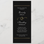 Black Background White Script Elegant Wedding  Programm (Vorderseite)