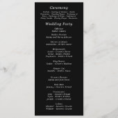 Black Background White Script Elegant Wedding  Programm (Rückseite)