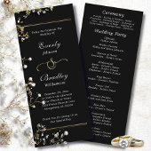 Black Background White Script Elegant Wedding  Programm
