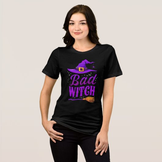 Black Bad Witch Crew Neck | Funny Witch Tee (Vorderseite voll)