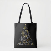 Black bag with Christmas illustration Tree Tasche (Vorderseite)