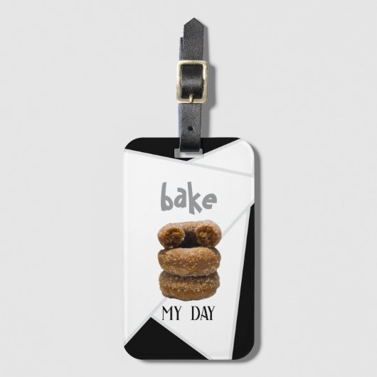 Black Bake My Day Gepäckanhänger (Vorderseite Vertikal)