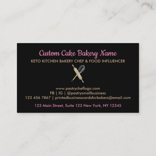 Black Bakery Koch Vegetarian Cook Visitenkarte (Rückseite)