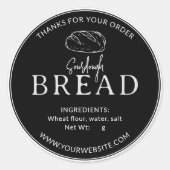 Black Bakery Sourdough Brot Danke Sticker (Vorderseite)