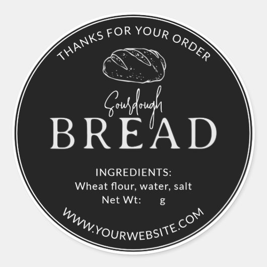 Black Bakery Sourdough Brot Danke Sticker (Vorderseite)