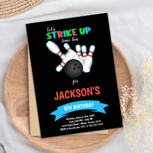 Black Ball Bowling Geburtstagseinladungen Einladung