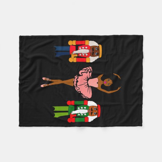Black Ballerina Christmas Black Nutcracker Xmas Af Fleecedecke (Vorderseite (Horizontal))