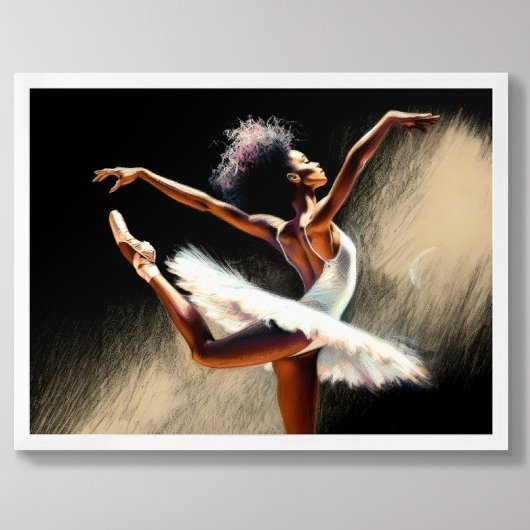 Black Ballerina Dancer Pastel Zeichnend Poster