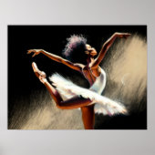 Black Ballerina Dancer Pastel Zeichnend Poster (Vorne)