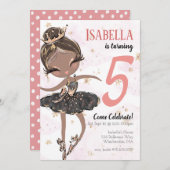 Black Ballerina Geburtstagsparty Einladung (Vorne/Hinten)