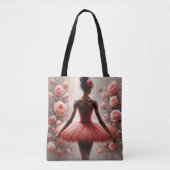 Black Ballerina in Red Tutu with Roses Afrocentric Tasche (Vorderseite)
