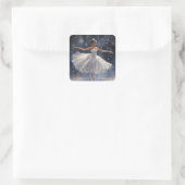 Black Ballerina in Snowflake Tutu Quadratischer Aufkleber (Tasche)