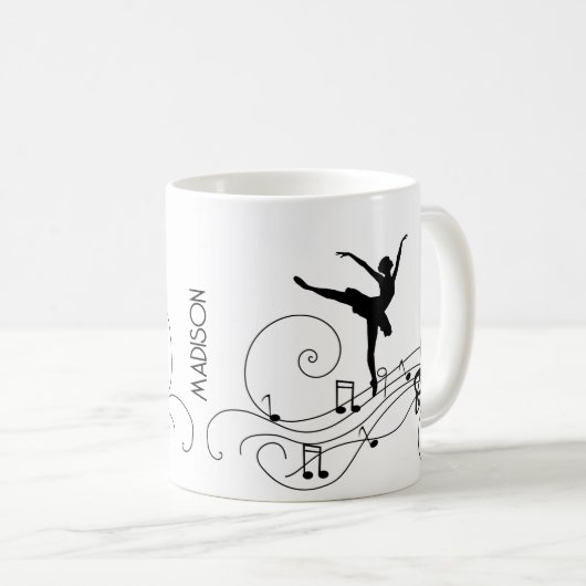 Black Ballerina & Musiknotens Kaffee Tasse (VorderseiteRechts)