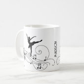 Black Ballerina & Musiknotens Kaffee Tasse (Vorderseite Links)