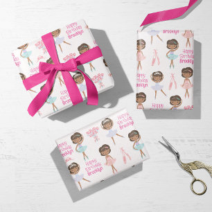 Black Ballerina Personalisiert Geschenkpapier Set