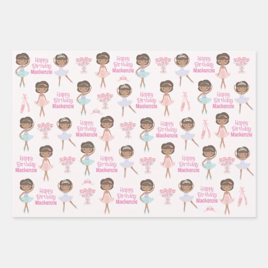 Black Ballerina Personalisiert Geschenkpapier Set (Vorderseite 2)