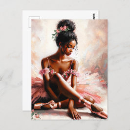 Black Ballerina Pink Tutu Art Postkarte