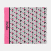 Black Ballerina Silhouette Personalisiert Fleecedecke (Vorderseite (Horizontal))