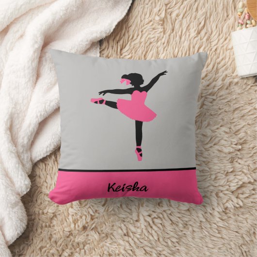 Black Ballerina Silhouette Personalisiert Kissen (Decke)