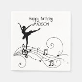 Black Ballerina & Swirl Musiknotens Napkins Serviette (Vorderseite)