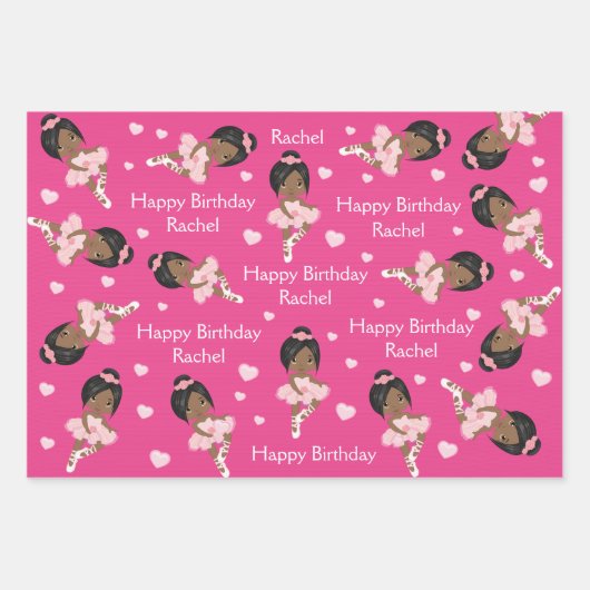 Black Ballerina Wrapping Paper Sheets Geschenkpapier Set (Vorderseite)