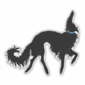 Black Ballet Borzoi Transparenter Vinyl Sticker (Vorderseite)