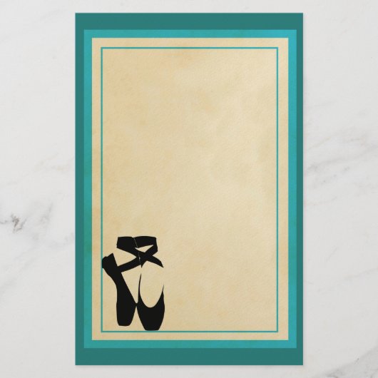 Black Ballet Shoes En Pointe Briefpapier (Vorderseite)
