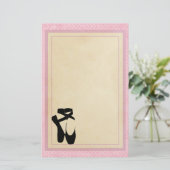 Black Ballet Shoes En Pointe Briefpapier (Stehend Vorderseite)