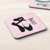 Black Ballet Shoes En Pointe Getränkeuntersetzer (Linke Seite)