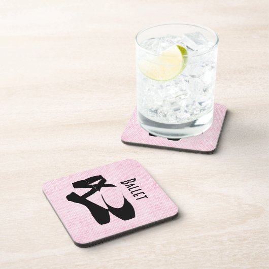 Black Ballet Shoes En Pointe Getränkeuntersetzer (Rechte Seite)