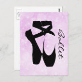 Black Ballet Shoes En Pointe Postkarte (Vorne/Hinten)