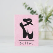 Black Ballet Shoes En Pointe Postkarte (Stehend Vorderseite)