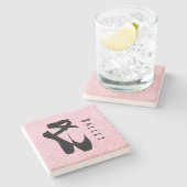 Black Ballet Shoes En Pointe Steinuntersetzer (Seitenansicht)