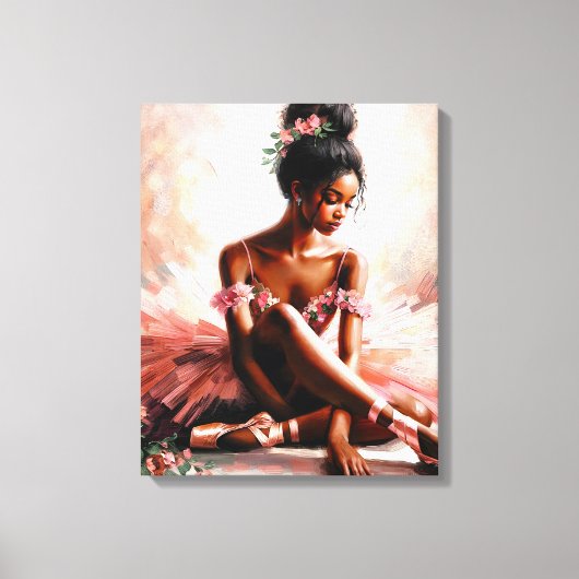 Black Ballet Tänzer in rosa Tutu Leinwanddruck (Vorderseite)