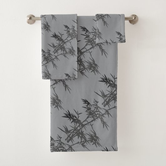 Black Bamboo auf Silver Bath Handtuch Set (Insitu)