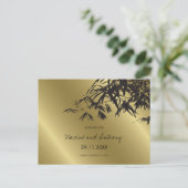 Black Bamboo-Blätter auf Gold-Asiens Save the Date Ankündigungspostkarte (Stehend Vorderseite)