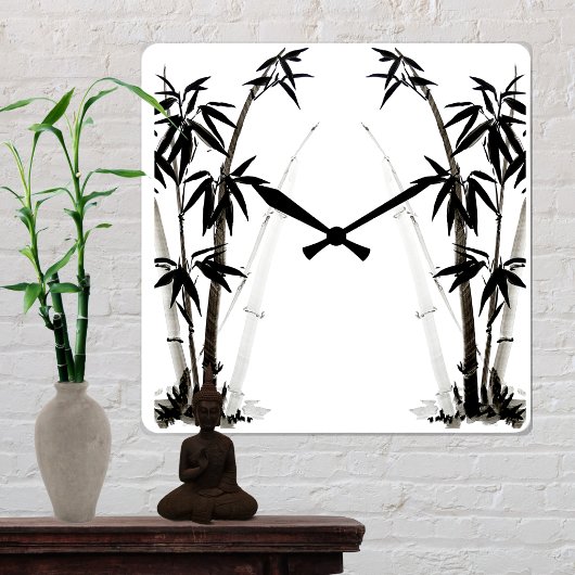 Black Bamboo - Tinte Quadratische Wanduhr