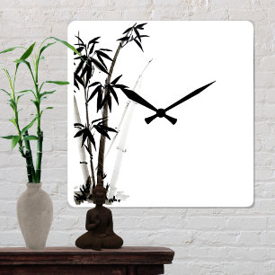 Black Bamboo - Tinte Quadratische Wanduhr