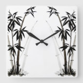 Black Bamboo - Tinte Quadratische Wanduhr (Vorderseite)