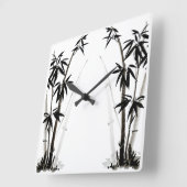 Black Bamboo - Tinte Quadratische Wanduhr (Winkel)
