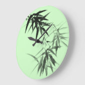 Black Bamboo Twig Große Wanduhr (Winkel)
