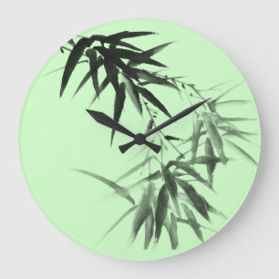 Black Bamboo Twig Große Wanduhr